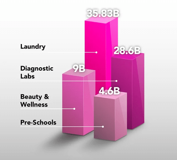 chart of laundry industry in India