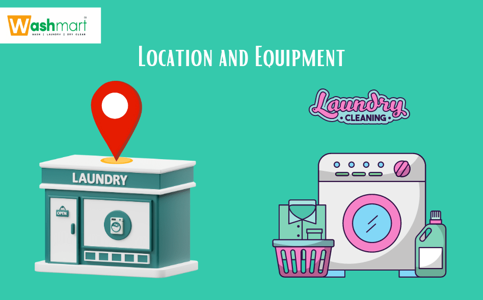 an infographics of setting up a location and essential equipment to start a dry cleaning business