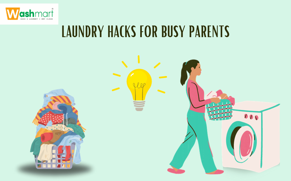 infographic of a busy parent doing laundry