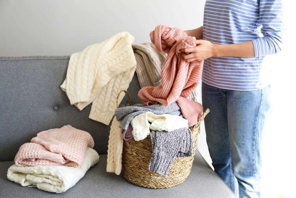 Sorting the clothes for laundry