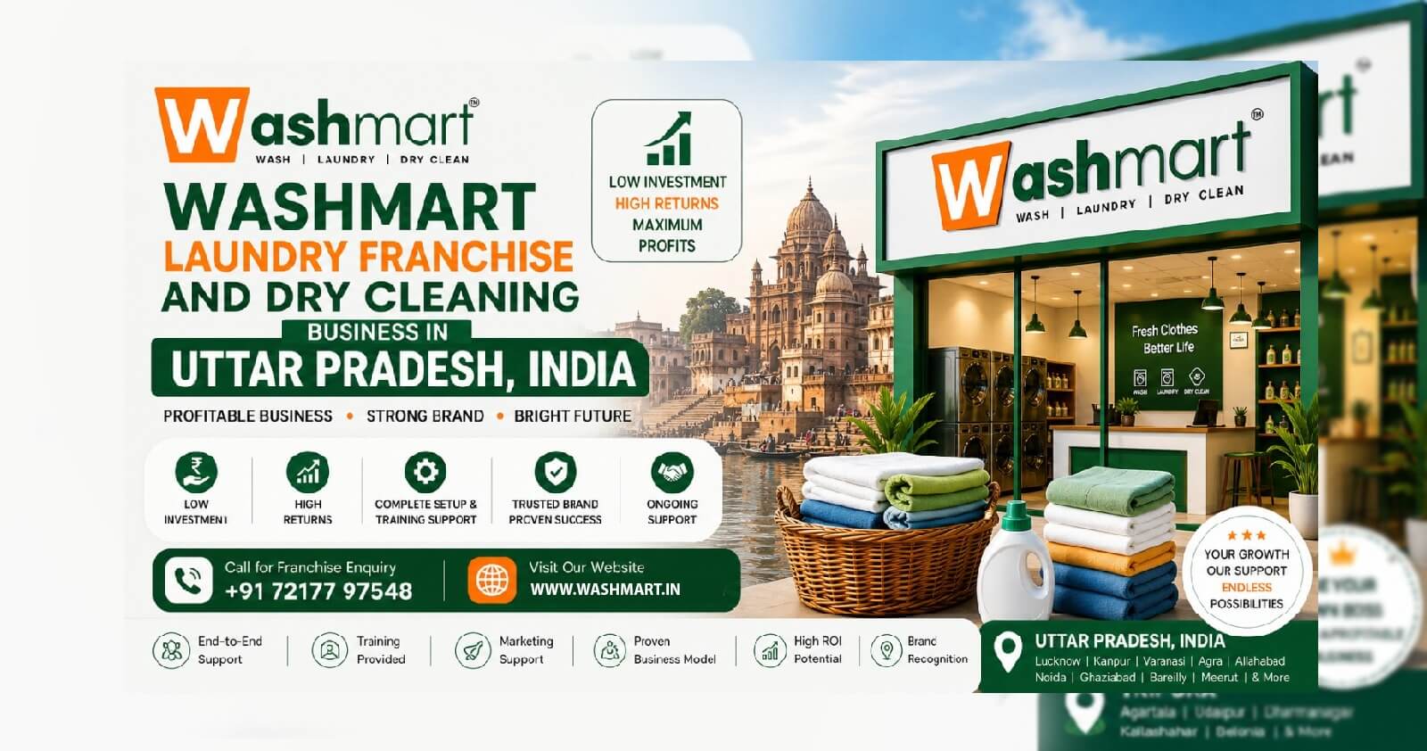 Washmart Laundry Franchise and Dry Cleaning Business in Uttar Pradesh, India